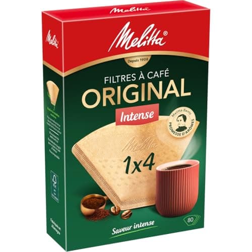 Image of Melitta Gourmet Intense Coffee Filters, 80 per Box, Size 1x4, for Filter Coffee Machines, Natural Brown