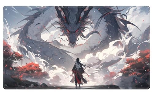 Image of EDGFRTOIO Card Playmat 70 x 40 cm Game Mats Tabletop Magic for MTG/TCG Cards, Trading Card Game Playing Stitched Commander Deck Gaming Desk Duel Mat Card Gameplay Mats, Mythical Dragon