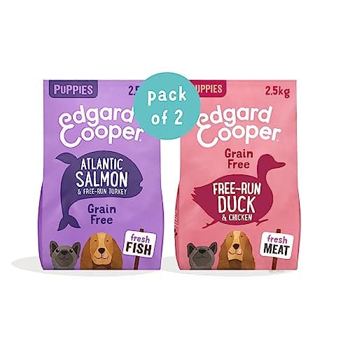 Image of Edgard & Cooper Grain Free Puppy Dry Food Bundle - Fresh Meat, High Protein & Natural Ingredients - Duck & Chicken, 2.5kg + Salmon & Turkey, 2.5kg
