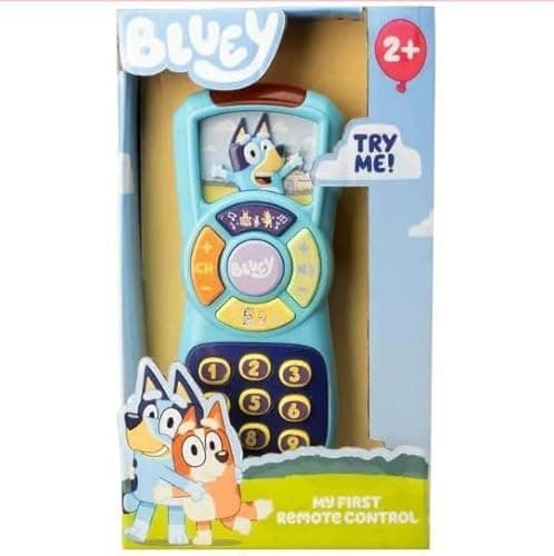 Image of SKYTE Bluey Boombox Sing-Along Toy with Flashing Lights, Microphone, and Songs, Blue (MY FIRST REMOTE CONTROL)