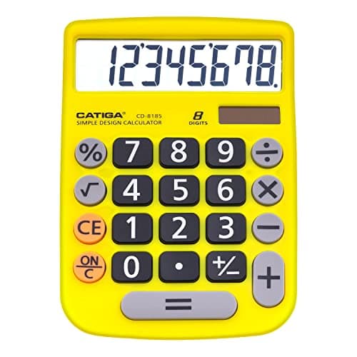 Image of CATIGA Desktop Calculator 8 Digit with Solar Power and LCD Display, Big Buttons, for Home, Office, School, Class and Business, 4 Function Small Basic Calculators for Desk, CD-8185