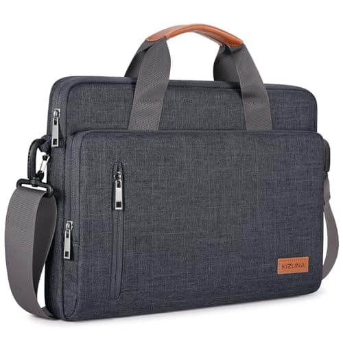 Image of KIZUNA Laptop Bag 14 Inch Computer Shoulder Case Sleeve Briefcase For MacBook Air 15 M4 M3 M2/14 Yoga Slim 7 Pro X/IdeaPad 3/ThinkPad L14 Gen 3/Dell Latitude 7490/15" Surface Laptop 7 6,Dark Grey