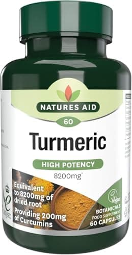 Image of Natures Aid Turmeric 8200mg – High Strength Curcumin 200mg – Dried Root Whole Herb Extract – Supports Joint & Immune Health – Vegan, Non-GMO, Gluten-Free – 60 Capsules