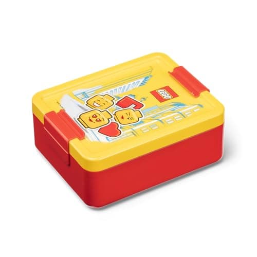 Image of LEGO Lunch Box with compartments - Iconic Girl Design, Durable & Fun for Kids, Yellow & Red, Dishwasher Safe, Perfect for Meal Prep, Snacks and Travel