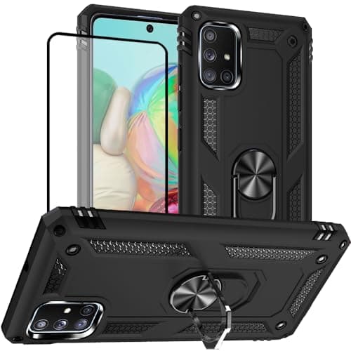 Image of for Samsung A71 Phone Case with Screen Protector:Shockproof Silicone Protective with Kickstand for Samsung Galaxy A71 (Black)