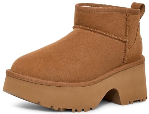 Image of UGG Womens Classic Ultra Mini New Heights Suede Chestnut Boots 5 UK