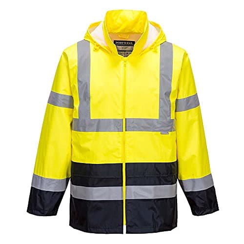 Image of Portwest Hi-Vis Classic Contrast Rain Jacket, Size: XL, Colour: Yellow/Navy, H443YNRXL