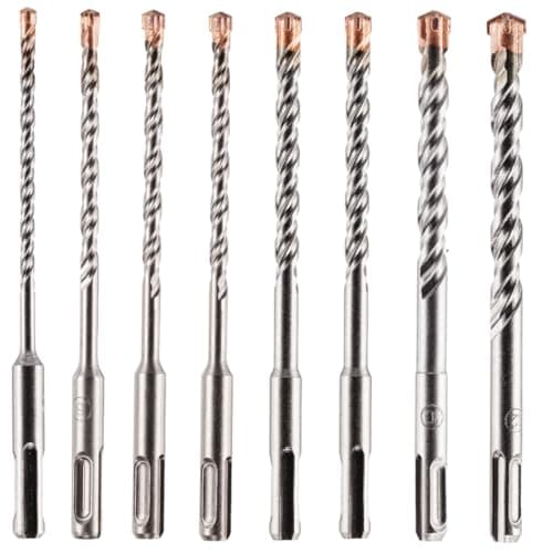 Image of Set Of 8 SDS Drill Bits 5/5.5/6/6.5/7/8/10/12mm x 160mm Long SDS Plus High Performance Hammer Drill Bit Set, TCT Tungsten Carbide Cross Tipped Masonry Drill Bit For Brick, Concrete, Stone, Granite