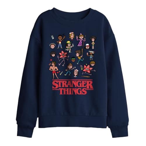 Image of Stranger Things Cartoon Characters Kids Sweatshirt, Black, 9-11