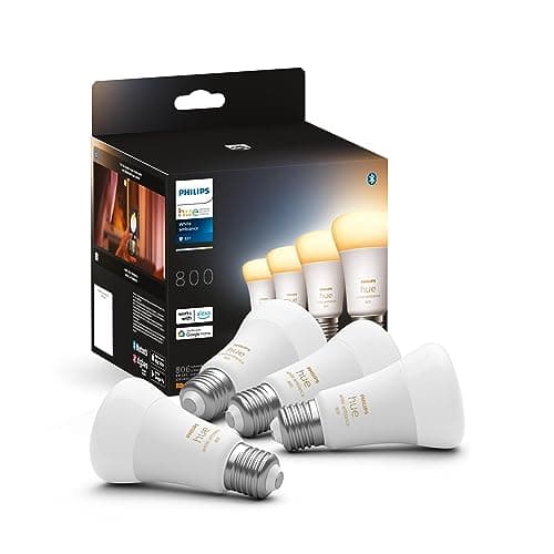 Image of Philips Hue New White Ambiance Smart Light Bulb 4 Pack 60W - 800 Lumen [E27 Edison Screw] with Bluetooth. Works with Alexa, Google Assistant and Apple Homekit.
