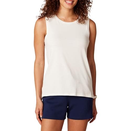 Image of Amazon Essentials Women's Soft Cotton Relaxed-Fit Yoga Tank Top (Available in Plus Size), White, M
