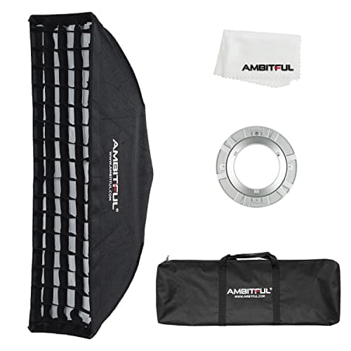 Image of AMBITFUL FW22x90 22x90cm Strip Honeycomb Grid Bowens softbox, with Honeycomb Grid + Carrying Bag, for Bowens Mount lamp