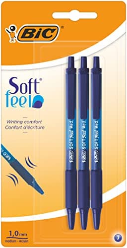 Image of BIC Soft Feel Clic Grip Pen - Blue, Pack of 3