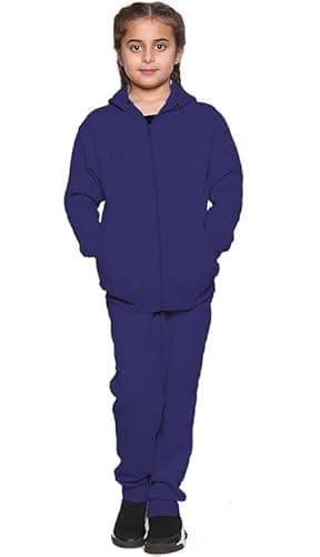 Image of Kids Tracksuits Boys Tracksuit, Hoodies Plain Army Commando Print Tracksuit Hoodie with Jogger Sweatpants Sports Activewear Set Girls Boys Children Age 5-13 Years (Navy Blue Zipper Suit, 5-6 Years)