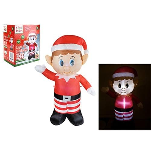 Image of PMS Elves Behaving Badly Light Up Inflatable Elf Christmas Decoration Electric Fan Operated Indoor Outdoor Use 180cm