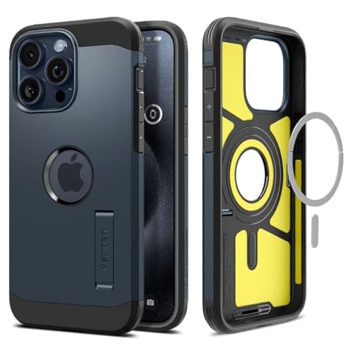 Image of Spigen Tough Armor MagFit Case for iPhone 15 Pro Max, Compatible with MagSafe Accessories - Metal Slate