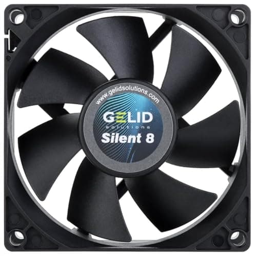 Image of Gelid Solutions Silent 8 Black - 80mm Fan Quiet Operation Optimized Fan Blades High airflow 3-Pin Connector RPM 1600 80x80x25mm Black (FN-PX08-16)