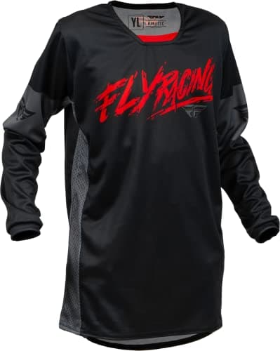 Image of Fly MX Jersey Kinetic Youth Khaos Black/Red/Grey (YS)