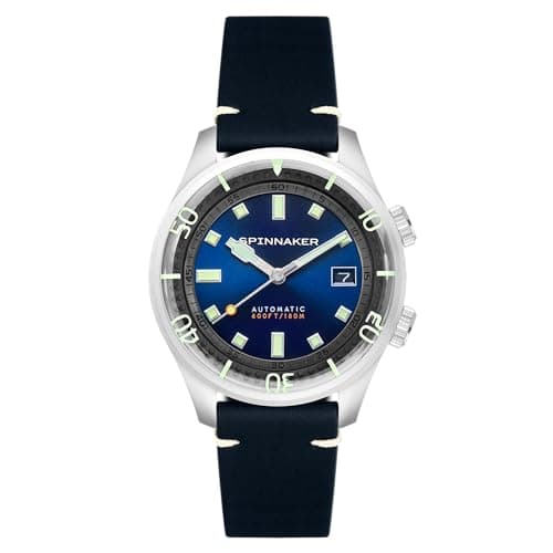 Image of Spinnaker Men's 42mm Bradner Automatic Atlantic Blue Watch with Leather Strap SP-5062-03