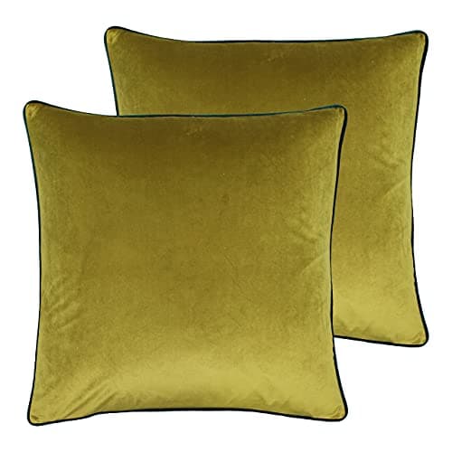 Image of Paoletti Meridian Feather Filled Cushions (Twin Pack), Polyester, Moss/Emerald
