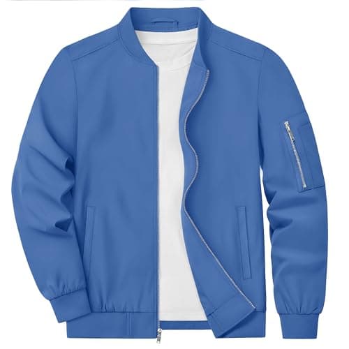 Image of KEFITEVD Men's Summer Baseball Jacket Thin Bomber Jackets Lightweight Coats with Pockets Royal Blue,3XL