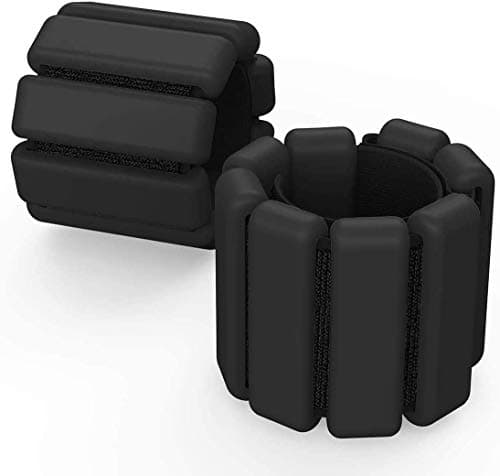 Image of 2 PCS Adjustable Wrist Weights Ankle Weights Set for Exercise Walking Jogging Yoga Aerobics Pilates Weight-Bearing Bracelet Fitness Wristband (Dark, 1lbs/each)