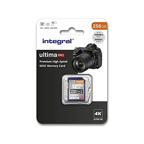 Image of Integral 256GB SD Card 4K Ultra-HD Video High Speed SDXC V30 UHS-I U3 Class 10 Memory Card up to 100MB/s