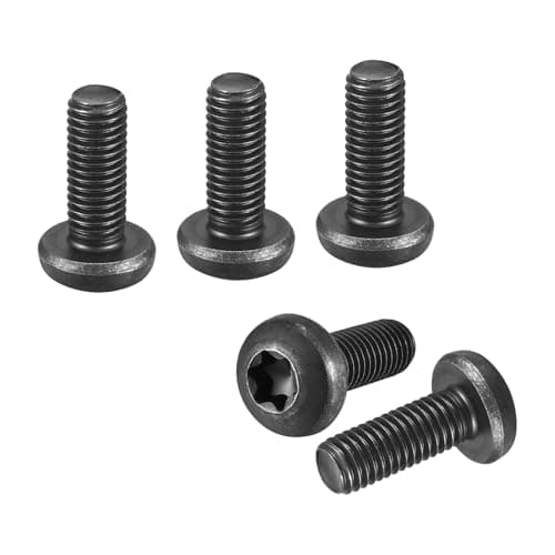 Image of DTGN M10x25mm Pan Head Torx Security Screw - 10Pack - Good for Machinery - Carbon Steel Button Head Torx Bolt Star Drive Security Fasteners - Black
