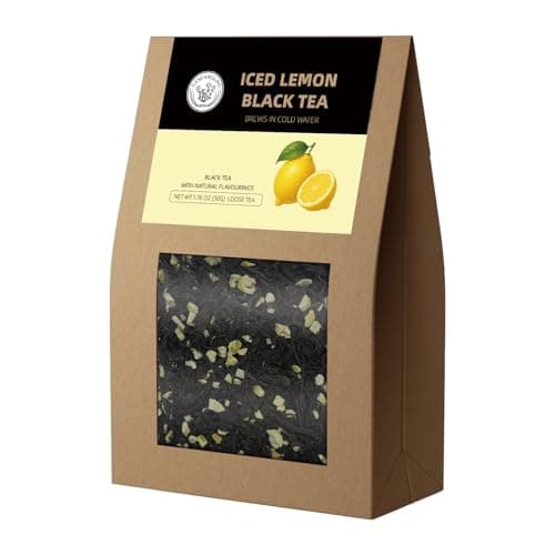 Image of HANFANGLING Iced Lemon Black Tea - Premium Loose Leaf Blend with Real Freeze-Dried Lemon | Refreshing & Natural | Brews in Cold Water | 1.76 oz (50g) Pack