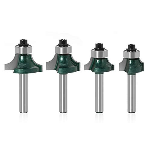 Image of Mesee 4 Pieces Round Over Router Bits Set with 1/4 Inch Shank, Industrial Grade Roundover Bead Edge-Forming Bit Woodworking Corner Rounding Edging Milling Cutter Tools, 5/16" 1/4" 3/16" 1/8" Radius