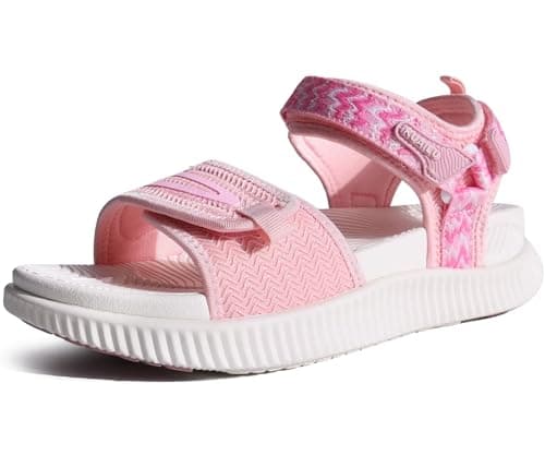 Image of KuaiLu Womens Orthopedic Walking Sandals Plantar Fasciitis Arch Support Ladies Recovery Sport Outdoor Travel Sandles Open Toe Thick Athletic Cushion Foam Sandals Adjustable Strap Pink Size 6