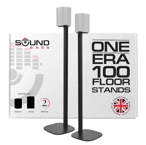 Image of One / ERA100 Floor Stand Twin Pack (2pcs), Black | Compatible with Sonos One, Gen 2, Play:1, SL | Future-Proof Design Also Compatible with ERA 100, Designed by Sound Bass UK. Double, Pair