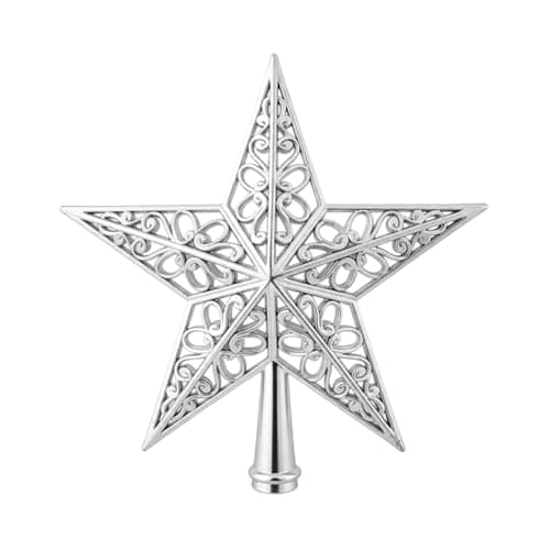 Image of Christmas Tree Topper Star 20cm 3D for Holiday Tree Decoration Party Home Decor (Silver)