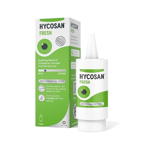 Image of Hycosan Fresh - Eye Drops with Hyaluronic Acid for Soothing Relief of Mild Dry Eyes, Irritation, or Redness from Screen Use - Preservative Free - 225 Measured Doses