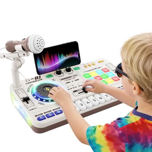 Image of DJ Mixer for Kids, DJ set for kids, DJ Controller Toy with Recording Function, Microphone, 100+ Sound Effects, Real DJ Turntable & Drum Pads, DJ toy for kids Music Toy Gift for Boys Girls 3-11 Years