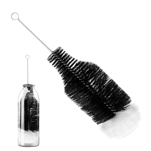 Image of Bottle Cleaning Brush Compatible with Sodastream, Metal Anti-Scratch Bottle Cleaner Brush with Soft Nylon Bristles and Stainless Steel for Glass Soda Flask Baby & Sports Water Bottles