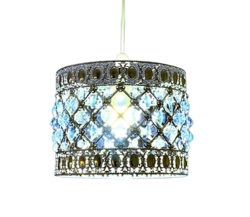 Image of Ceiling Light Moda Chandelier Droplet Acrylic Light Moroccan Style Crystal Pendant Bead Lamp Universal Fit for Home Decor, Office, Bedroom, Kitchen, Living Room, Hallway, Balcony (Moda Blue)