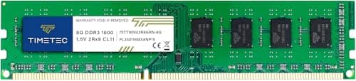 Image of Timetec 8GB DDR3 1600MHz(DDR3-1600) PC3-12800 Non-ECC Unbuffered 1.5V CL11 2Rx8 Dual Rank 240 Pin UDIMM Desktop PC Computer Memory RAM Module Upgrade