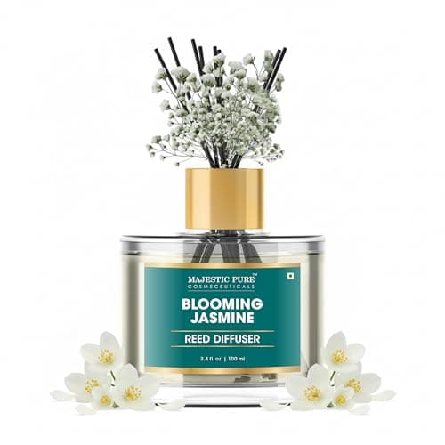 Image of Majestic Pure Blooming Jasmine Reed Diffuser 100ml - Natural Aromatherapy Home Fragrance, Essential Oil Air Freshener with Reed Sticks for Bathroom, Living Room & Office