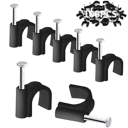 Image of 100PCS Round Cable Clips, 6MM Electrical Cable Wall Clip Cable Nail Clips Management, Wire Tidy Clips Pins Cable Tacks for Ethernet, Electrical Cables, Wires