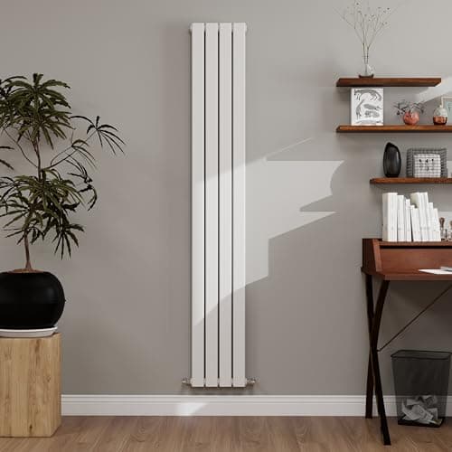 Image of White Designer Radiator Vertical 1800×272mm Double Flat Panel - Wall/Floor Mounted for Modern Multi-Scene & Central Heating 3255 BTU