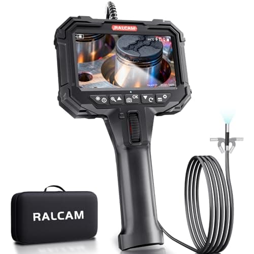 Image of Ralcam Two-Way Articulating Borescope, 5.5mm/0.22in Slim Probe, 5" Industrial Endoscope Camera with Light, 8X Zoom 5FT Flexible Snake Inspection Scope for Engine, Automotive, HVAC