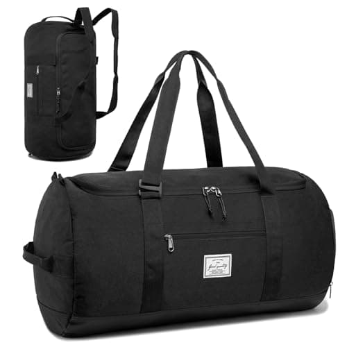 Image of Lyweem Travel Duffel Bag for Men, 60L Large Sports Duffle Bag Backpack for Women Weekender Overnight Holdall Bags with Shoes Compartment Multifunctional Gym Bags, Black