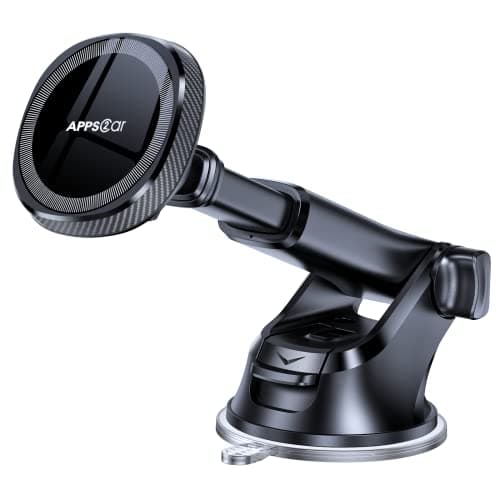 Image of APPS2Car Car Phone Holder for Magsafe, 17 N52 Magnets Suction Windscreen Dashboard Magnetic Phone Car Mount, Universal iPhone Car Holder Compatible with iPhone 15 14 13 12 and magsafe case