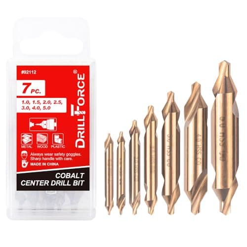 Image of VALYRIANTOOL 7PCS Cobalt Center Drill Bits Set, M35 High Speed Steel 60-Degree Angle Center Drill Bits Kit Countersink Tools for Lathe Metalworking Size 1.0 1.5 2.0 2.5 3.0 4.0 5.0