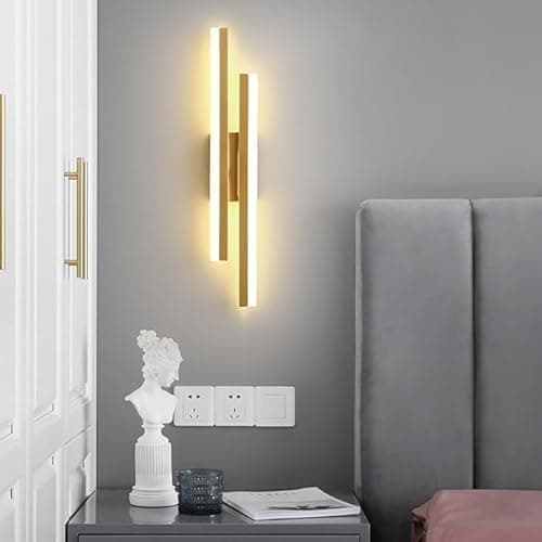 Image of Comely Modern LED Wall Lights Indoor, 3 Colour Temperatures 16W Gold LED Wall LED Lamp, Adjustable Temperature 3000K/4500K/6500K Wall Sconce Lights for Living Room Hallway Bedroom Corridor