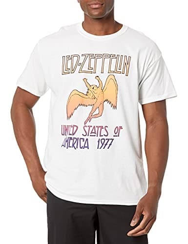 Image of Led Zeppelin Men's 1977 Tour Orange Colorfade T-Shirt - White - Large