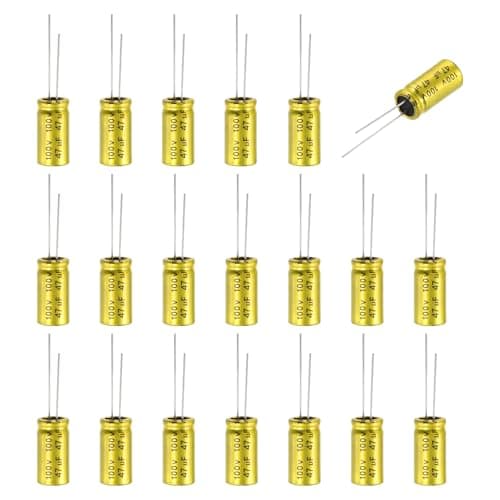 Image of sourcing map 47uF 100V Non-Polarized Electrolytic Capacitor, 10mm x 20mm Aluminum Audio Capacitors for DIY Projects Audio Tweeter Frequency Divider Pack of 20