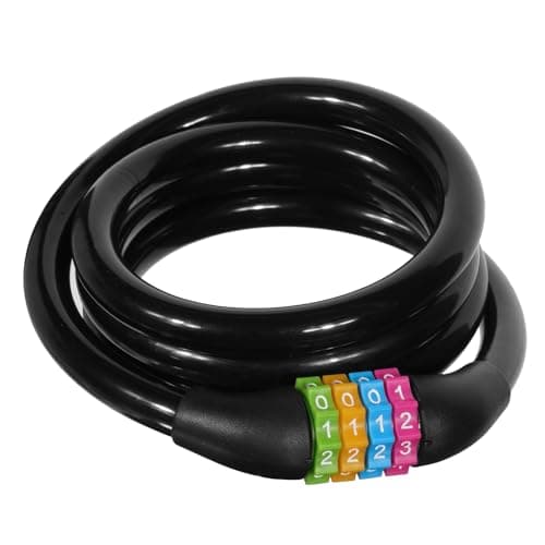 Image of Ainiv Bicycle Padlock, 120 cm Anti-Theft Cable Lock with 4 Digits Intelligent Code Anti-Theft Code for Bicycle, Scooter, Motorcycles, Mountain Bike – Black