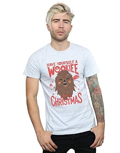Image of Star Wars Men's Wookiee Little Christmas T-Shirt Sport Grey XXXXX-Large